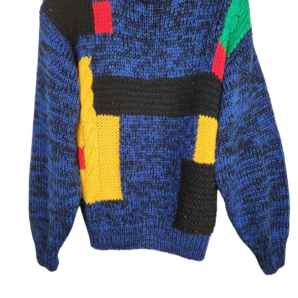 Vintage Pacific Club By Nak Colorblock Cable Knit Rib 80s Sweater Womens Size M - Picture 3 of 6